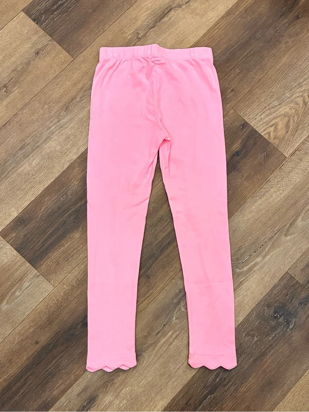James & Lottie Bubblegum Pink Basic Knit Leggings Scallops Bottoms Pima 10 Girl